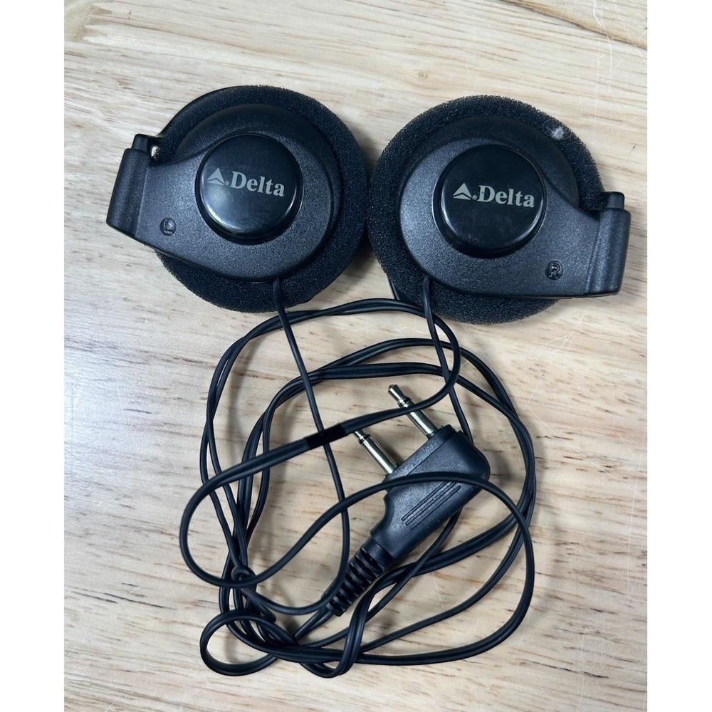 VTG Origional DELTA AIRLINES INFLIGHT OVER THE EAR HEADPHONES AUDIO‎ - Picture 2 of 9